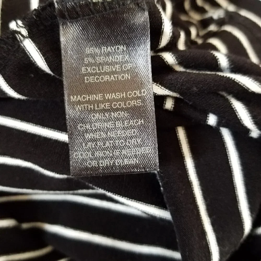 WHBM Ruffle Neckline Black & White Striped Tee - Picture 11 of 11